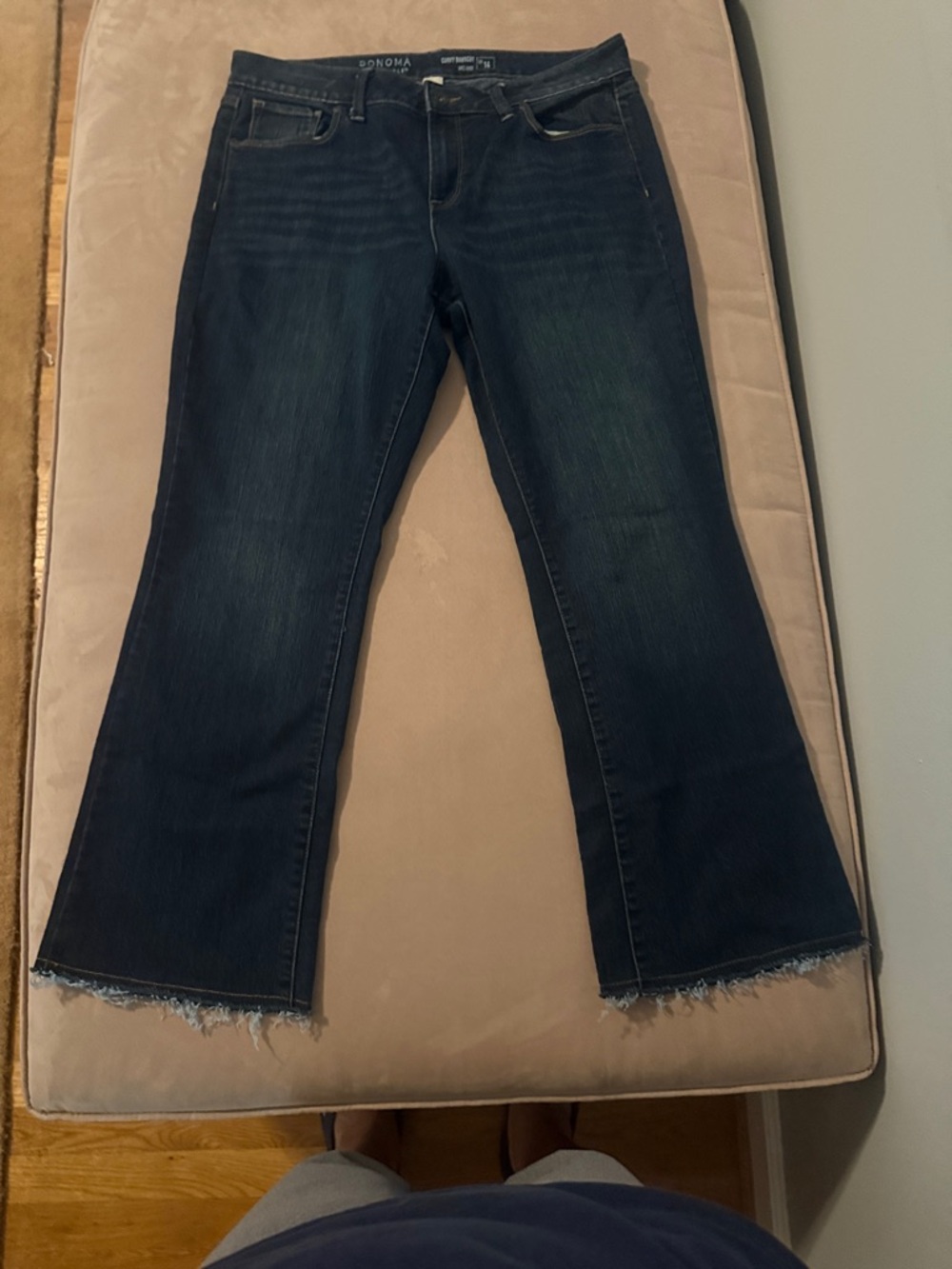 Sonoma Dark Blue Flare Jeans with Frayed Hem